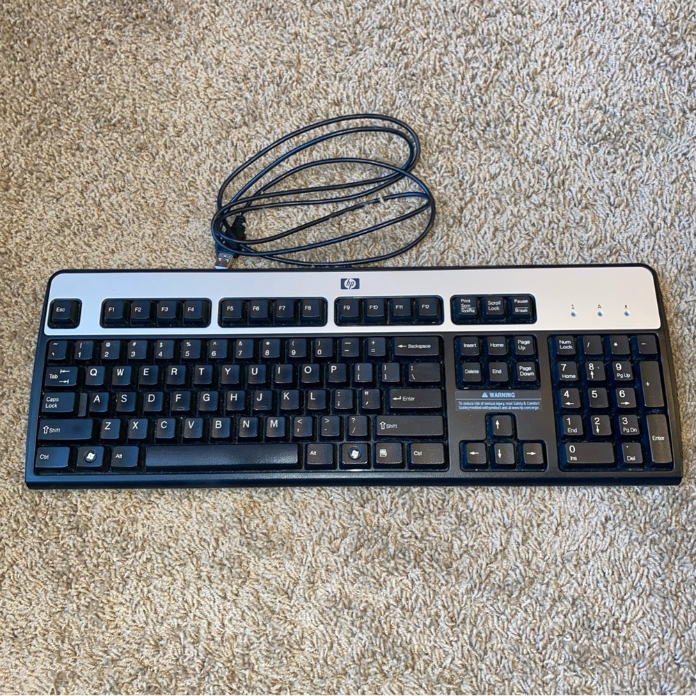 HP USB Wired Keyboard Black/Silver, Model KU-0316 OEM Works